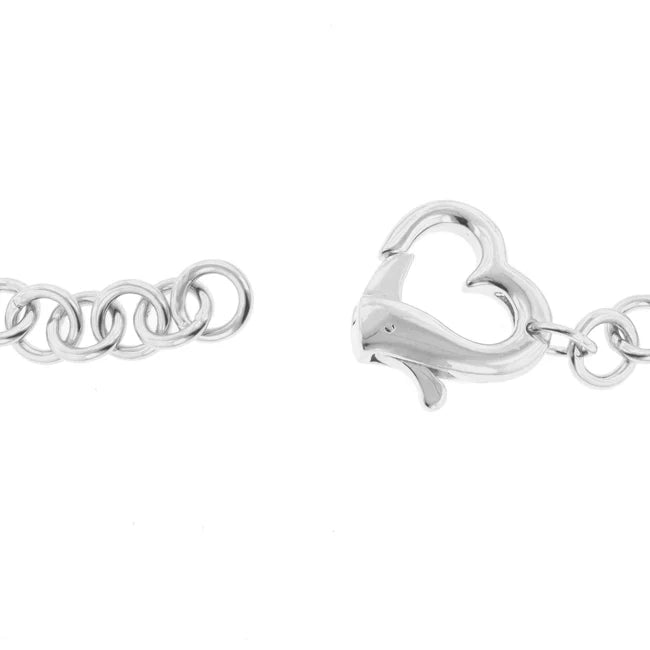 Amora Rhodium-Plated Heart Charm Bracelet