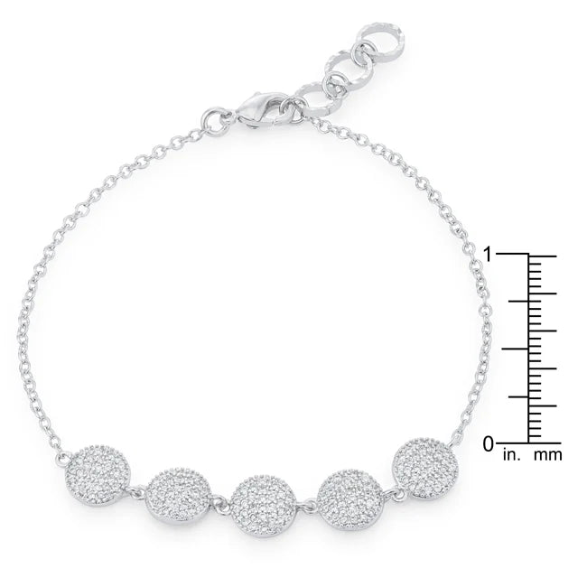 Celeste 0.8ct CZ Rhodium Pavé Disc Bracelet