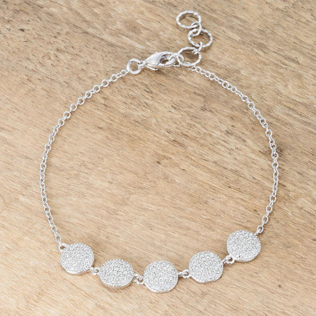 Celeste 0.8ct CZ Rhodium Pavé Disc Bracelet