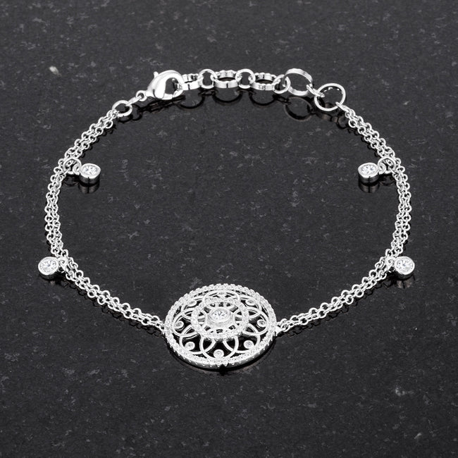 Radiance Rhodium-Plated CZ Charm Bracelet