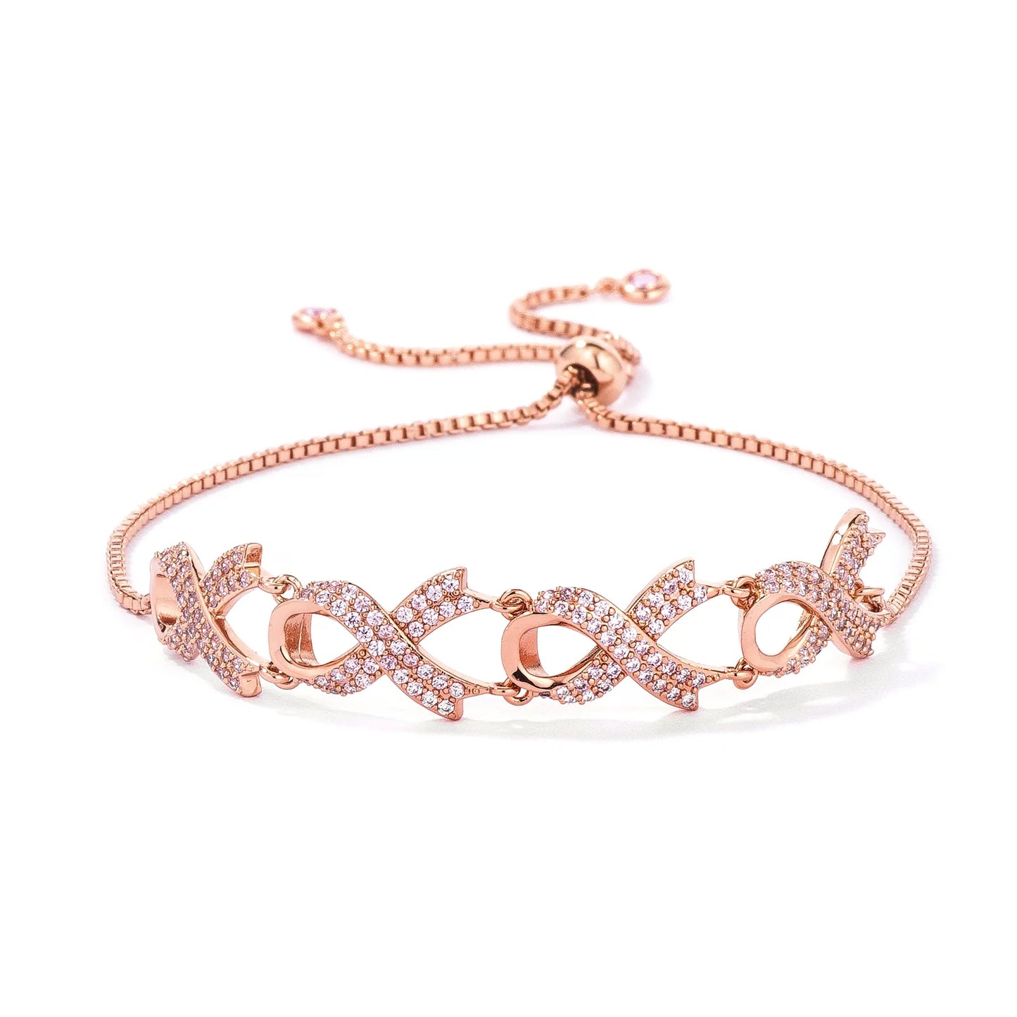 Embrace Rose Gold-Plated Pink Ribbon Bracelet