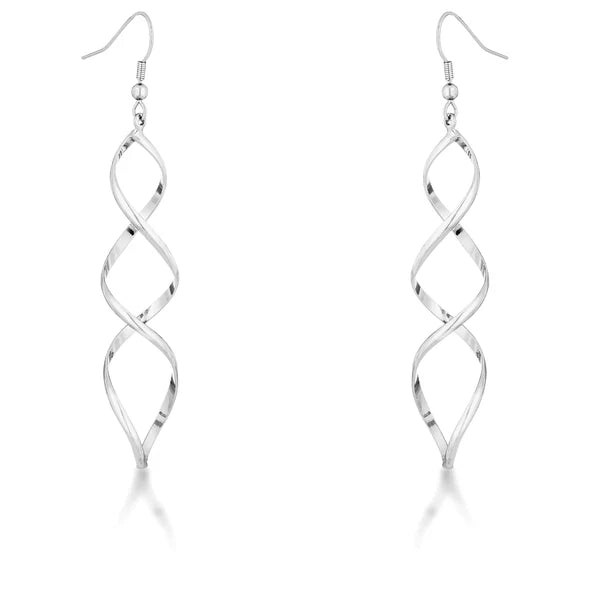 Silver Twist Drop Earrings