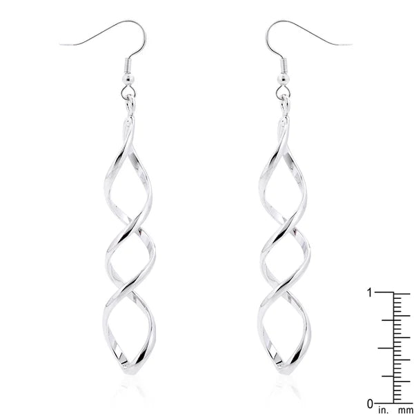 Silver Twist Drop Earrings