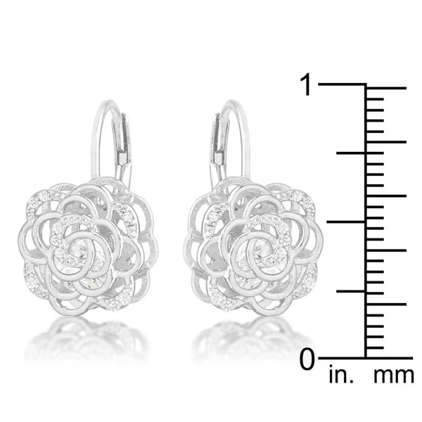 1.5ct Blossom Rhodium Rose Drop Earrings