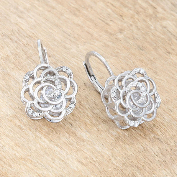 1.5ct Blossom Rhodium Rose Drop Earrings