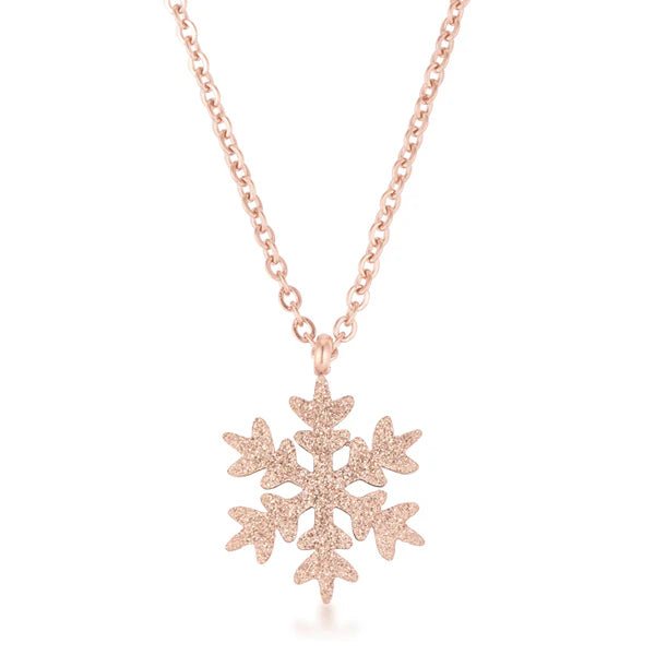 Frosted Rose Snowflake Necklace