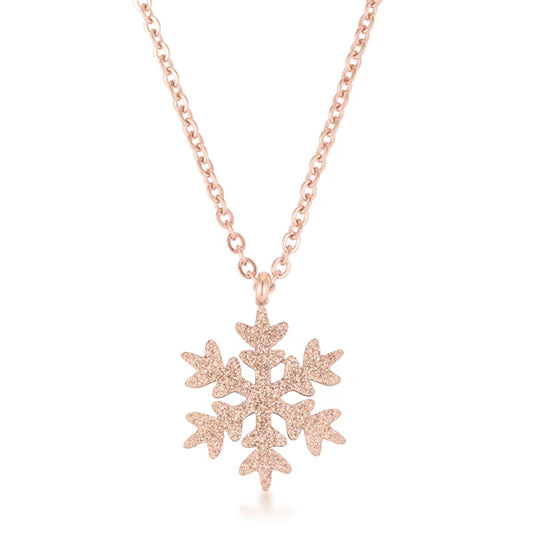 Frosted Rose Snowflake Necklace