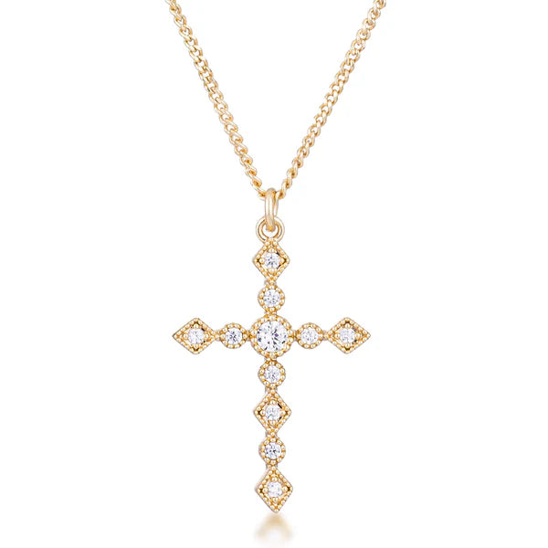 Vintage Art Deco Gold-Plated Cross Pendant