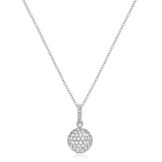 Radiant Rhodium-Plated Sphere Pendant