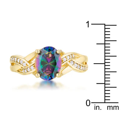 Justine 2ct Mystic CZ 14k Gold Classic Oval Ring