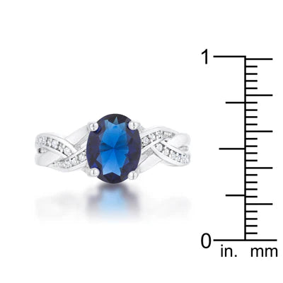 Justine 2ct Sapphire CZ Rhodium Classic Oval Ring