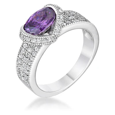 1.6 Ct Amethyst Oval CZ Ring